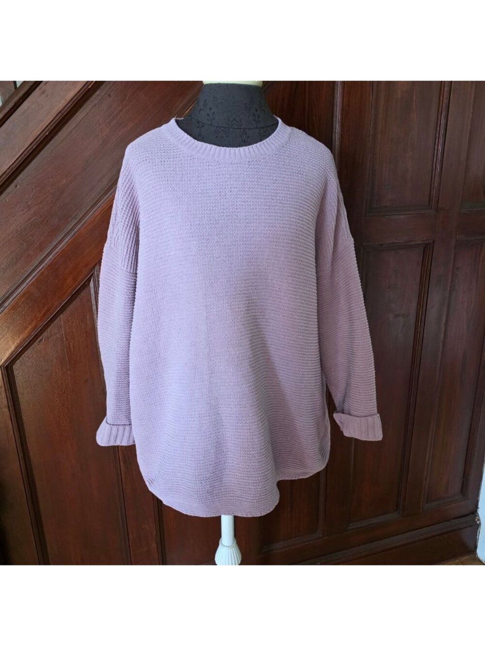 J. Jill Lilac Textured Knit Long Sleeve Pullover Sweater Size L